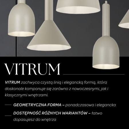 Lampa wisząca VITRUM stożek szary beż 40806