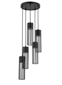 Lampa wisząca druciana tuby czarna Sigma Lighting - FOBIA 5 zwis koło 33459