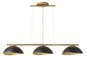 Lampa wisząca Sigma Lighting SOLAR 3 S złota z kloszami czarno-złotymi 40573