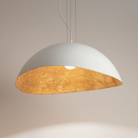 Lampa wisząca z żywicy biało-miedziana Sigma Lighting Solaris M 40622