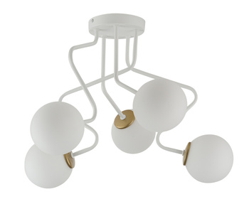 Plafon żyrandol klosze kule biało-złoty Sigma Lighting ZIGZAG 5 33306