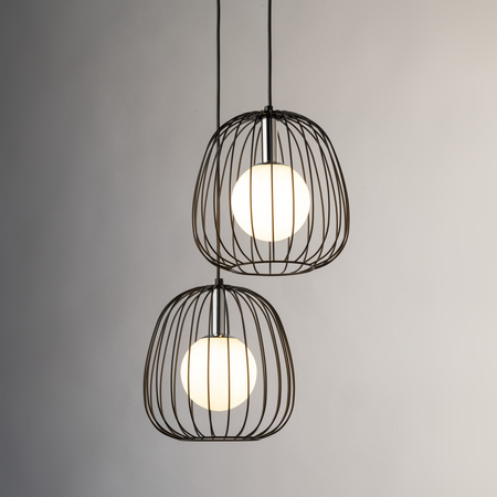 Lampa wisząca druciana BELL 2 czarno-srebrna 40724