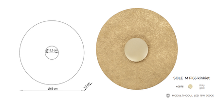 SOLE kinkiet M 65 CM złoty 40876 nowoczesny