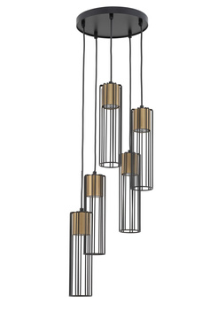 Lampa wisząca druciana tuby złota Sigma Lighting - FOBIA 5 zwis koło 33461