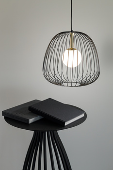 Lampa wisząca druciana BELL 1 M czarno-złota 40727