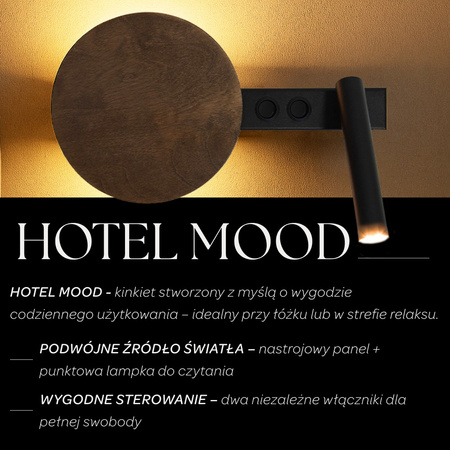 HOTEL MOOD - kinkiet z włącznikami A czarny/brąz 41364