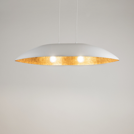 Lampa wisząca z żywicy biało-miedziana Sigma Lighting Gondola M 40639