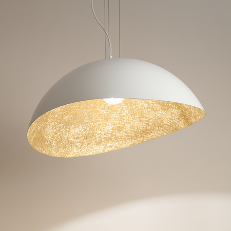 Lampa wisząca z żywicy biało-złota Sigma Lighting Solaris M 40615