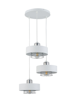 Lampa wisząca metalowa biało-srebrna Sigma Lighting POKER 3 32071