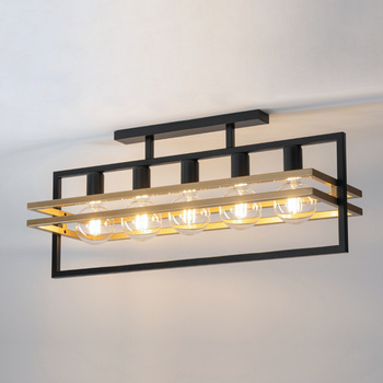 Plafon loftowy metalowy czarno-złoty Sigma Lighting - MERCI 5 32407